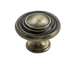 Fingertip Traditional Pattern Cupboard Knob, Antique Burnished Brass