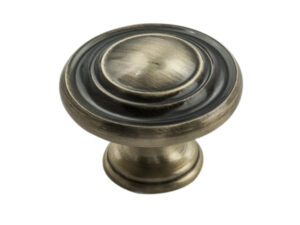 Fingertip Traditional Pattern Cupboard Knob, Antique Burnished Brass