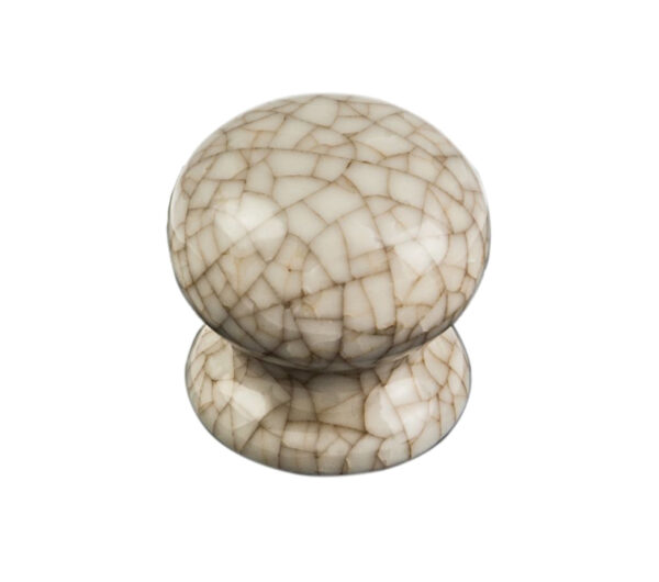 Fingertip Porcelain Cupboard Knob, Ivory Crackle