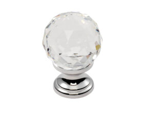 Fingertip Crystal Clear Faceted Cupboard Knob (25Mm, 31Mm, 35Mm Or 40Mm), Polished Chrome