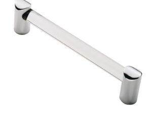 Fingertip Clear Acrylic Bar Cabinet Pull Handle (128Mm Or 160Mm C/C), Polished Chrome Ends