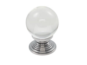 Fingertip Crystal Clear Ball Cupboard Knob (30Mm Or 34Mm), Polished Chrome