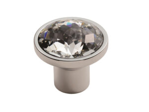 Fingertip Round Crystal Cupboard Knob (34Mm Diameter), Polished Chrome