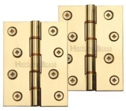 Heritage Brass 4 Inch Heavier Duty Double Phosphor Washered Butt Hinges, Polished Brass - (Sold In Pairs)