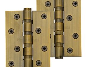 Heritage Brass 4" X 3" Ball Bearing (Steel Pin) Hinges, Antique Brass - (Sold In Pairs)