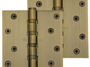 Heritage Brass 4" X 4" Ball Bearing (Steel Pin) Hinges, Antique Brass - (Sold In Pairs)