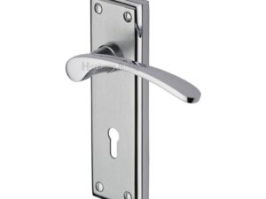 Heritage Brass Hilton Apollo Finish Satin Chrome With Polished Chrome Edge Door Handles (Sold In Pairs)