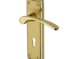 Heritage Brass Hilton Mayfair Finish Satin Brass With Polished Brass Edge Door Handles (Sold In Pairs)