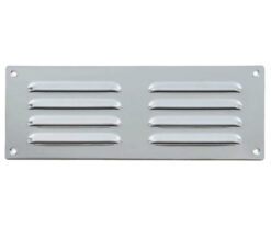 Hooded Louvre Brass Vent, Satin Chrome