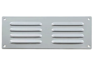 Hooded Louvre Brass Vent, Satin Chrome