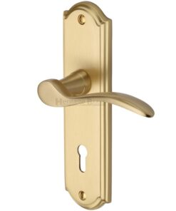 Heritage Brass Howard Satin Brass Door Handles (Sold In Pairs)