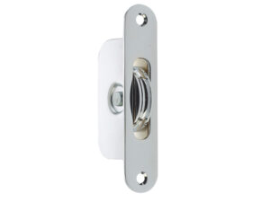 Frelan Hardware Sash Window Radiused Axle Pulley, Polished Chrome With Brass Roller