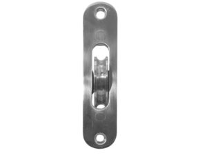 Frelan Hardware Sash Window Radiused Axle Pulley, Satin Chrome With Brass Roller