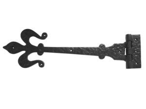 Frelan Hardware Fleur De Lys Working Hinges (400Mm), Black Antique (Sold In Pairs)