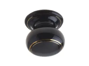 Porcelain Mortice Door Knob Black & Goldline