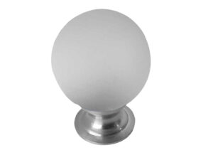 Frelan Hardware Frosted Glass Cupboard Door Knob, Satin Chrome