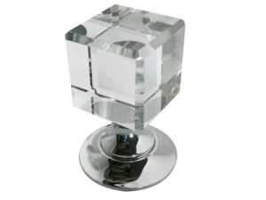 Frelan Hardware Cube Glass Mortice Door Knob, Polished Nickel (Sold In Pairs)