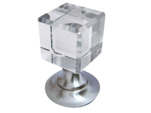 Frelan Hardware Cube Glass Mortice Door Knob, Satin Nickel (Sold In Pairs)