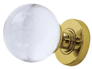 Plain Glass Mortice Door Knob Polished Brass