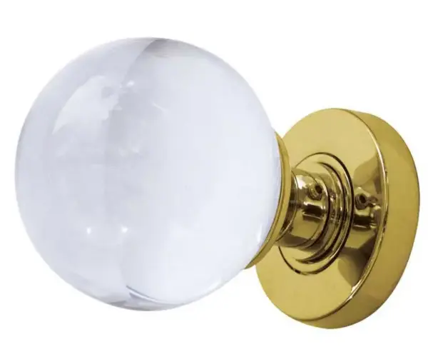 Plain Glass Mortice Door Knob Polished Brass