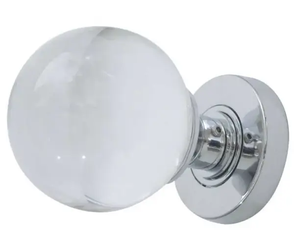 Plain Glass Mortice Door Knob Polished Chrome