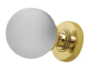 Frosted Ball Glass Mortice Door Knobs Polished Brass