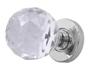 Faceted Glass Mortice Door Knob Polished Chrome