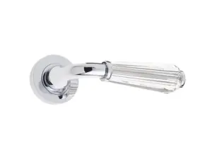 Fluted Door Handle On Rose Glass/Polished Chrome