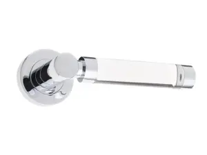 Milo Door Handle On Rose Plain Glass/Polished Chrome