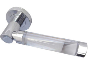 Frelan Hardware Milo Glass Door Handles On Round Rose, Polished Chrome (Sold In Pairs)