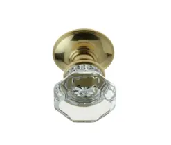 Flower Glass Mortice Door Knob Polished Brass