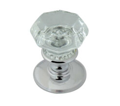 Flower Glass Mortice Door Knob Polished Chrome