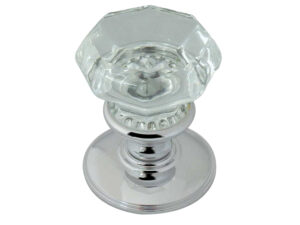 Flower Glass Mortice Door Knob Polished Chrome