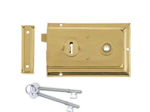 Frelan Hardware Reversible Rim Lock, Polished Brass