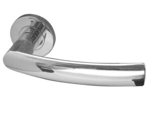 Luma Door Handle On Rose Grade 304 Polished Stainless Steel