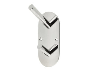 Frelan Hardware Hat & Coat Hook On Rounded Backplate, Polished Stainless Steel