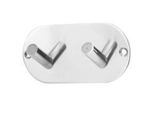 Frelan Hardware Double Robe Hook On Rounded Backplate, Polished Stainless Steel