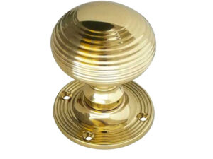 Reeded Mortice Door Knob Polished Brass