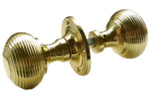 Reeded Rim Door Knob Polished Brass