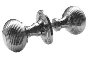 Reeded Rim Door Knob Polished Chrome