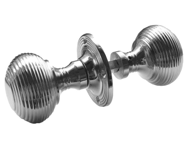 Reeded Rim Door Knob Polished Chrome