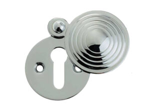 Frelan Hardware Standard Profile Reeded Covered Escutcheon, Polished Chrome