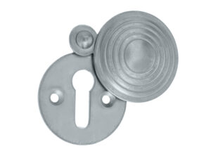 Frelan Hardware Standard Profile Reeded Covered Escutcheon, Satin Chrome