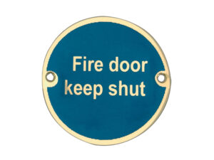 Frelan Hardware Fire Door Keep Shut Sign (75Mm Diameter), Polished Brass