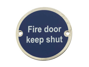 Frelan Hardware Fire Door Keep Shut Sign (75Mm Diameter), Polished Stainless Steel