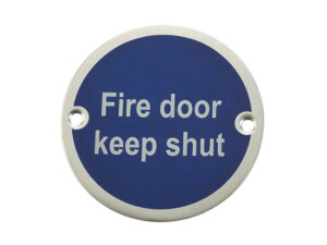 Frelan Hardware Fire Door Keep Shut Sign (75Mm Diameter), Satin Aluminium