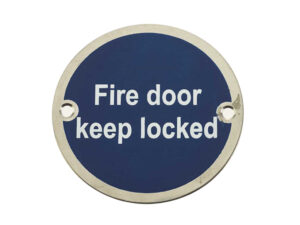 Frelan Hardware Fire Door Keep Locked Sign (75Mm Diameter), Polished Stainless Steel