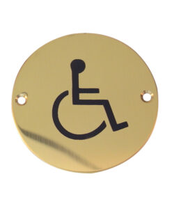 Frelan Hardware Disability Pictogram Sign (75Mm Diameter), Polished Brass