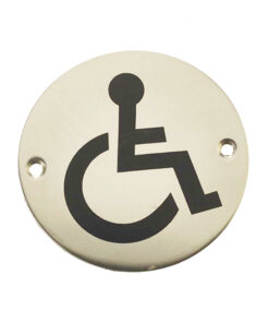 Frelan Hardware Disability Pictogram Sign (75Mm Diameter), Polished Stainless Steel