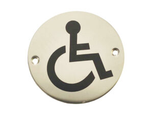 Frelan Hardware Disability Pictogram Sign (75Mm Diameter), Polished Stainless Steel